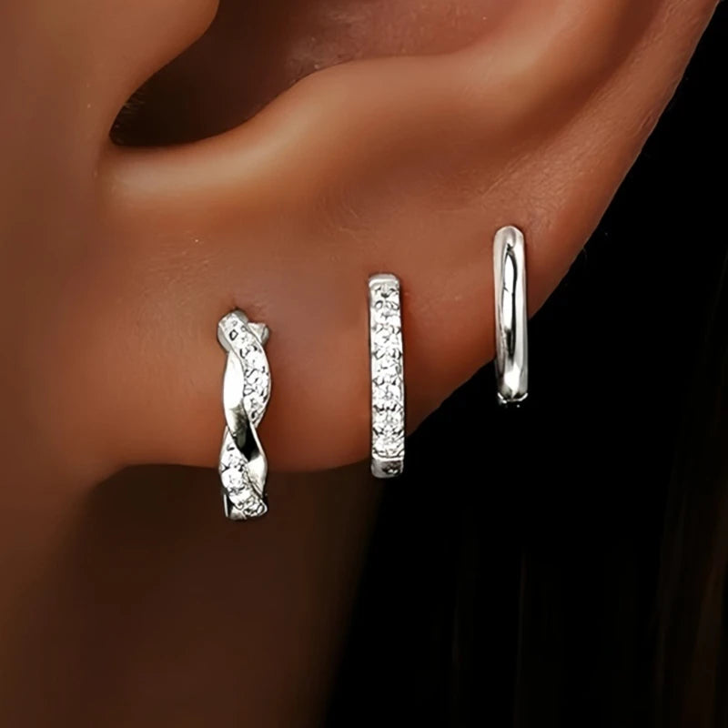 Ensemble de boucles d’oreilles cercle en acier inoxydable