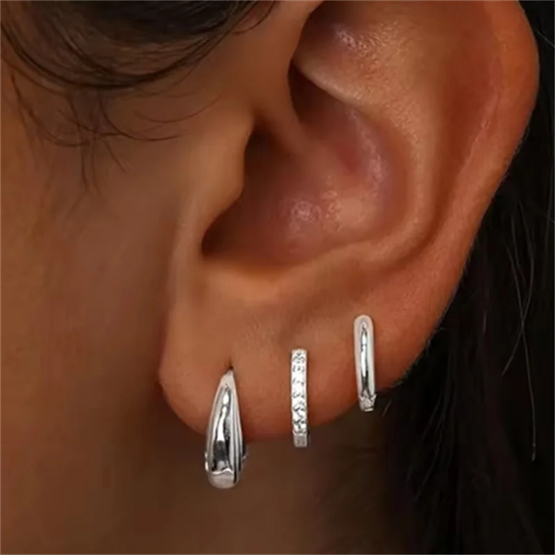 Ensemble de boucles d’oreilles cercle en acier inoxydable