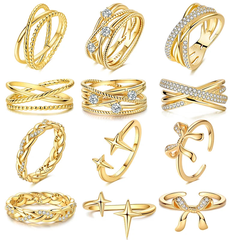 Bagues en argent sterling 925 Or Sparking