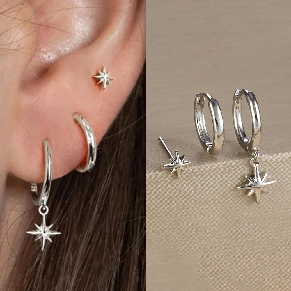 Ensemble de boucles d’oreilles en étoile dorée 3PCS pour femmes