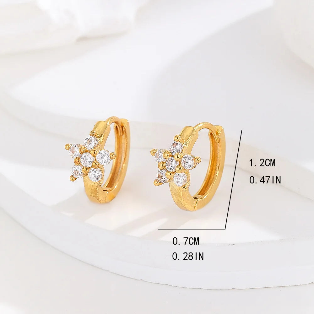 Ensemble de boucles d’oreilles à cerceaux Huggie en fleurs 3Pcs pour femmes M