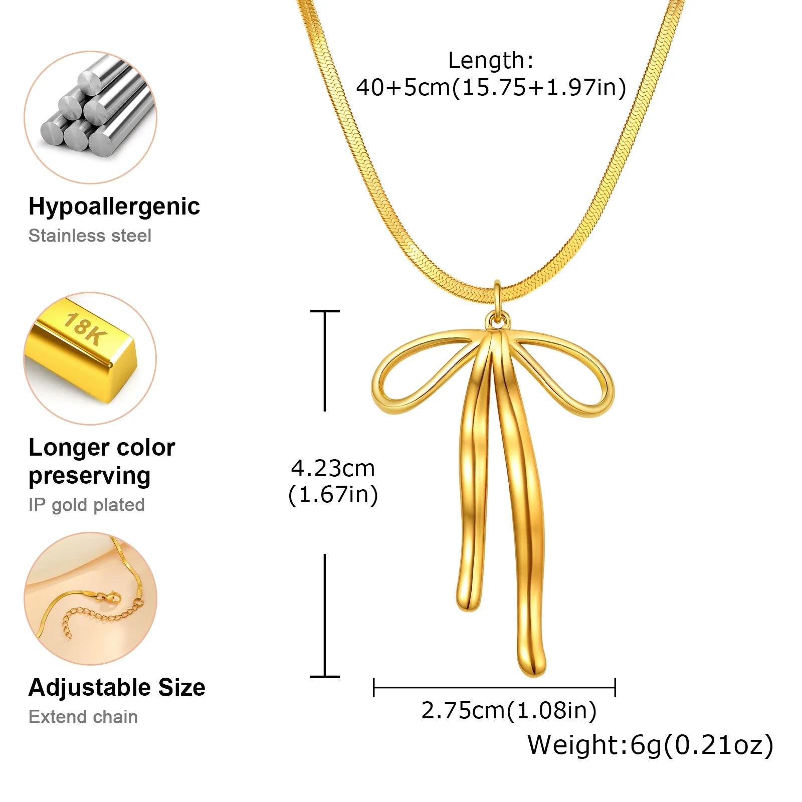 Collier nœud de papillon charms pour femmes