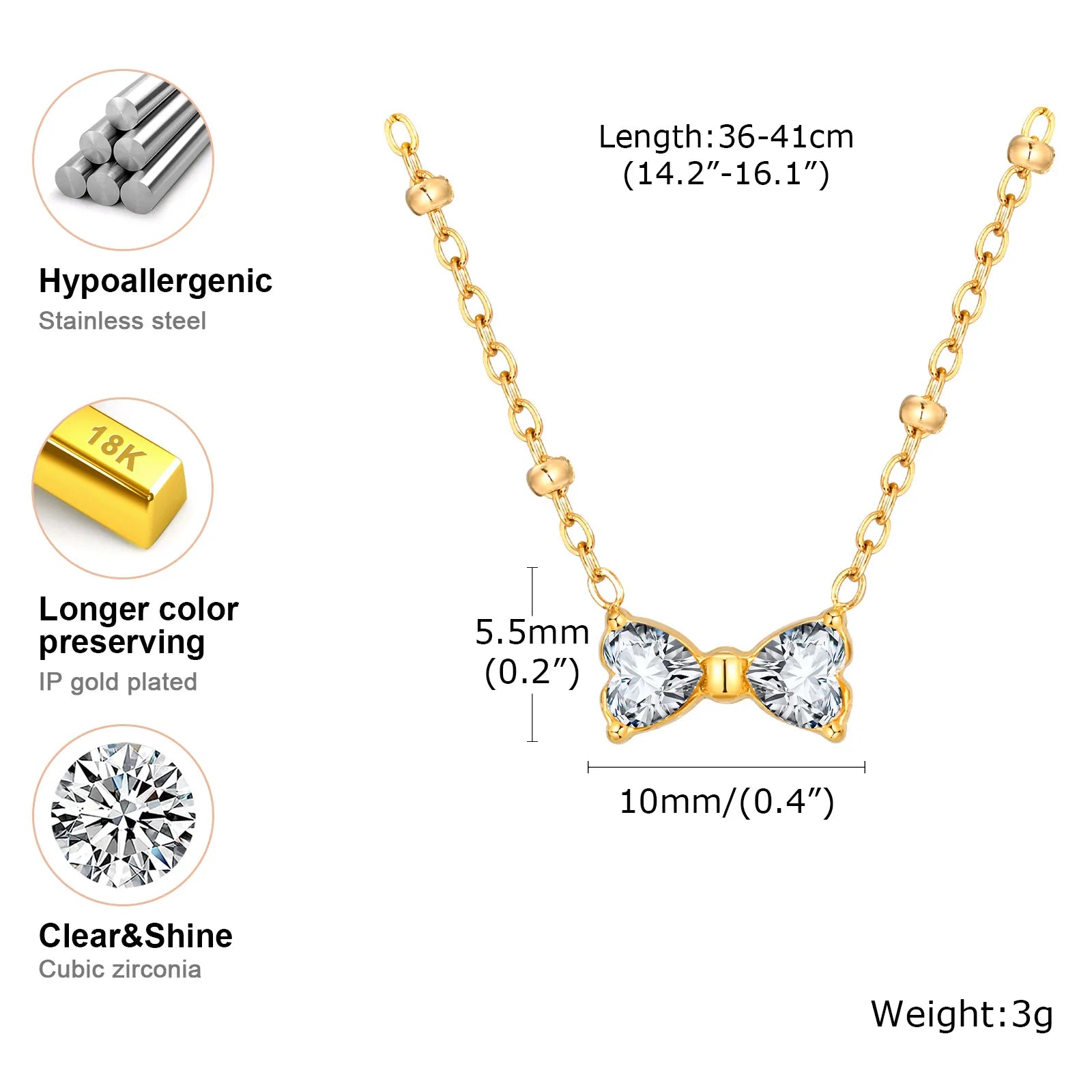 Collier nœud de papillon charms pour femmes