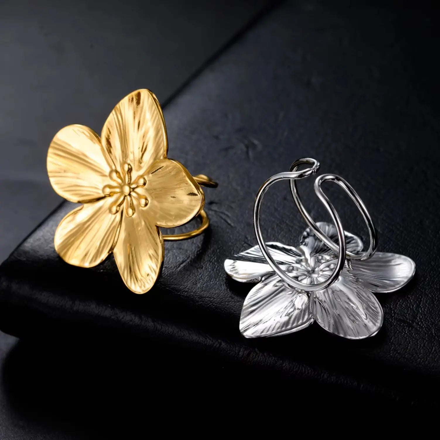 Grandes bagues en métal en acier inoxydable pour femmes, bagues ouvertes