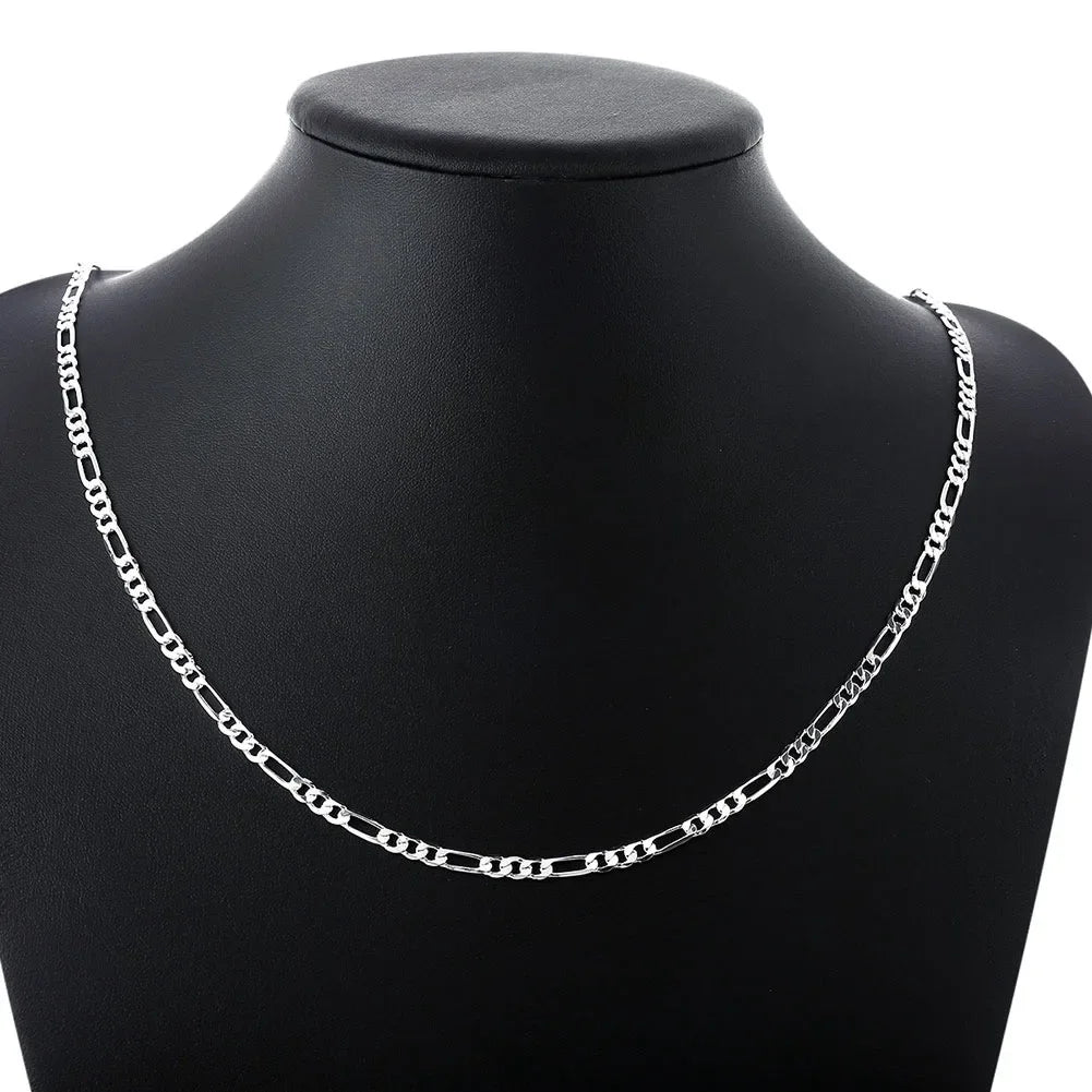 40-75cm collier chaîne Figaro 4mm en argent 925 cm pour femmes