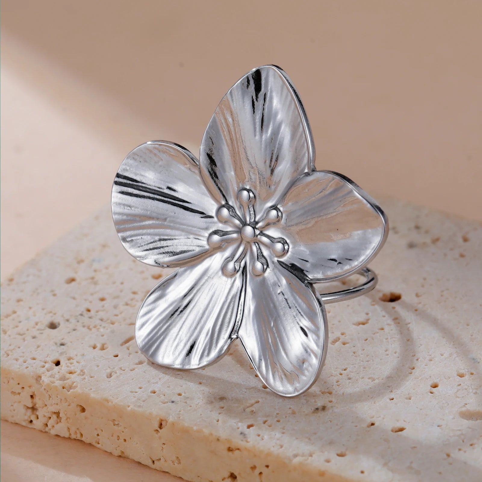 Grandes bagues en métal en acier inoxydable pour femmes, bagues ouvertes