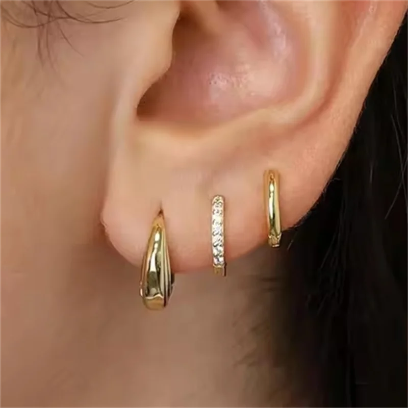 Ensemble de boucles d’oreilles cercle en acier inoxydable